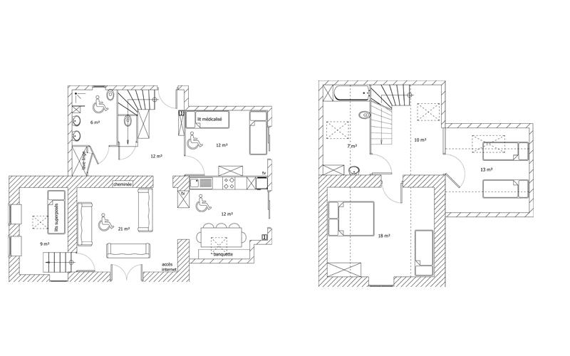 Vue en plan du gîte
